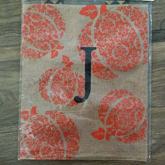 Harvest Pumpkin Monogram Flag Size W12.5"x L 15.5" - Picture 2 of 6